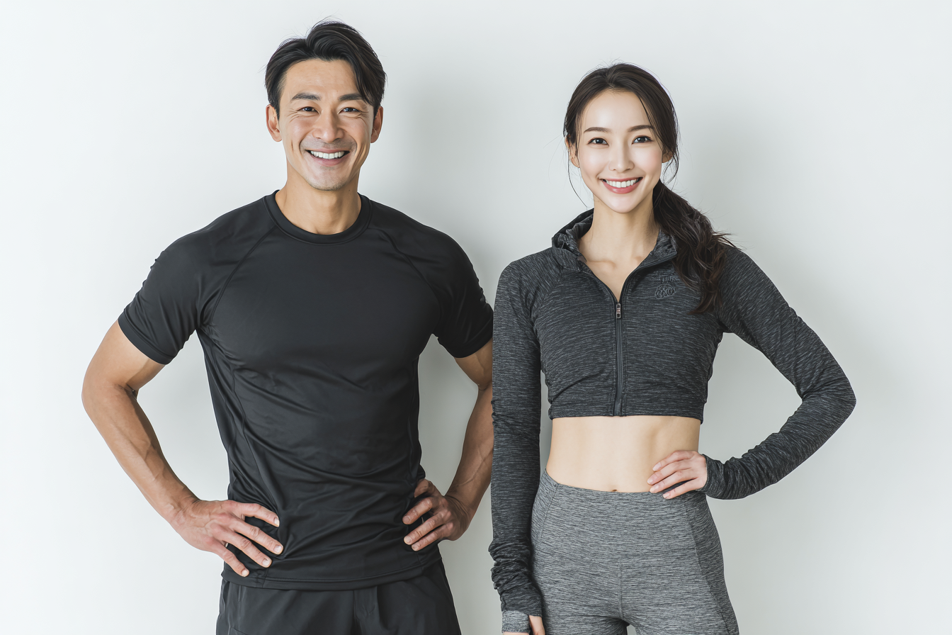 トレーニングウェア姿で並ぶ男女。筋トレを始める前に、体づくりの土台を確かめる