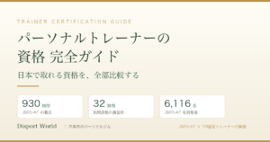 パーソナルトレーナーの資格完全ガイド｜JSPO-AT養成930時間・民間資格32時間・有資格者6,116名を比較｜Disport World